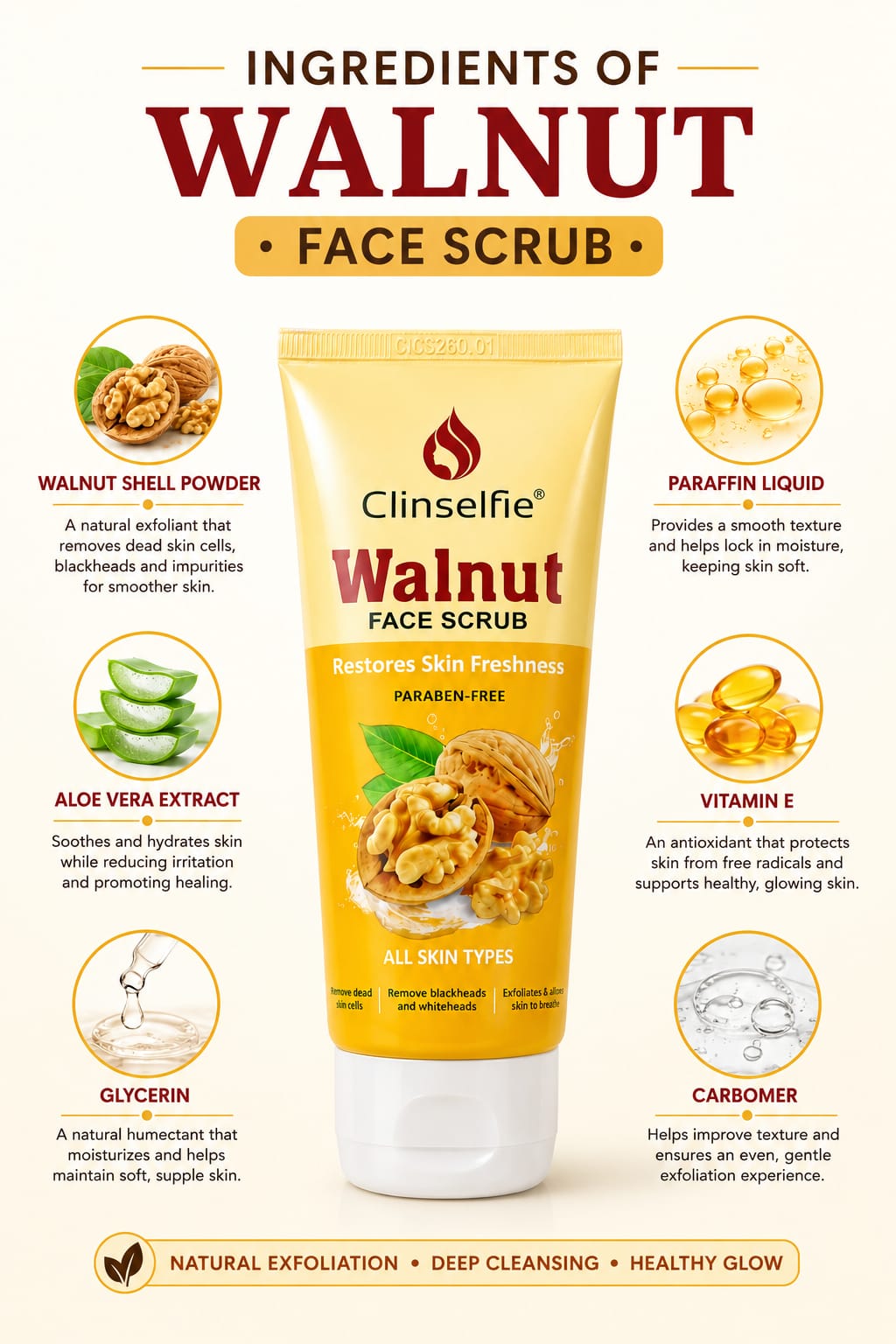 Clinselfie Walnut Face Scrub